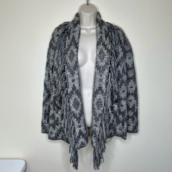 Shyanne Fringe Tassel Open Front Cardigan Sweater Coat Coatigan Women Medium - Picture 12 of 12